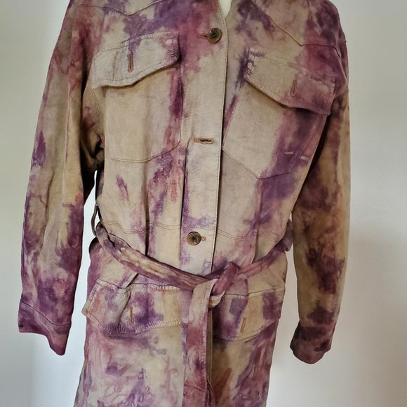 Ralph Lauren Suede leather Jacket safari tie dyed XL Medium large cowgirl brown